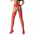PASSION S029 Red Stockings with Integrated Garter, One Size
