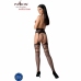 PASSION S030 Black Tights with Garter Design, One Size, Durable Material