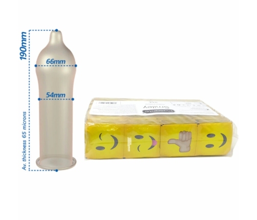 Pasante Smiley 54mm Latex Condoms 144-Pack - Fun Multi-Designs