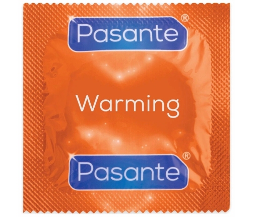Pasante Calor Warming Effect Latex Condoms 52mm 144-Pack Transparent Ribbed