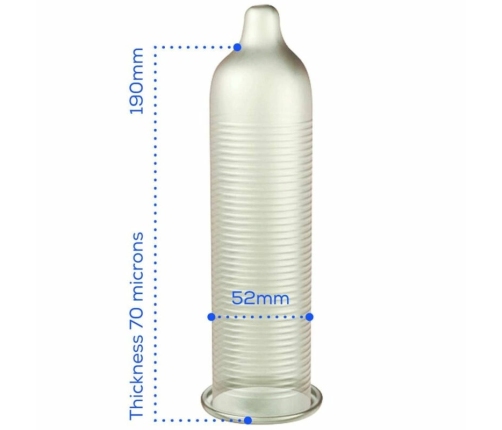 Pasante Calor Warming Effect Latex Condoms 52mm 144-Pack Transparent Ribbed