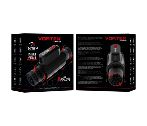 Jamyjob Vortex Tech Turbo Intimate Machine, 360° Rotation, Black-Red