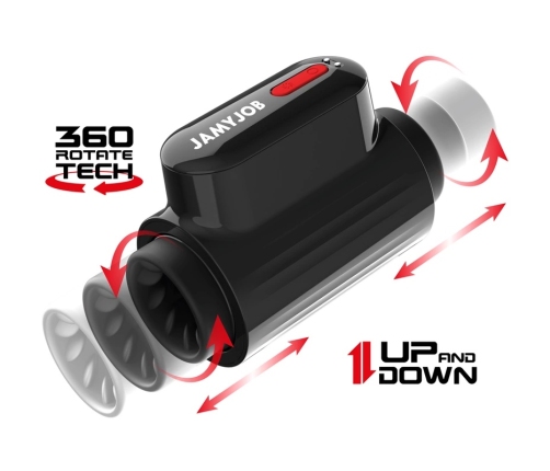 Jamyjob Vortex Tech Turbo Intimate Machine, 360° Rotation, Black-Red