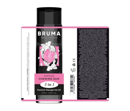 BRUMA Premium 3-in-1 Massage Oil Chewing Gum Scent 100 ml Vegan Formula