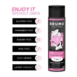 BRUMA Premium 3-in-1 Massage Oil Chewing Gum Scent 100 ml Vegan Formula