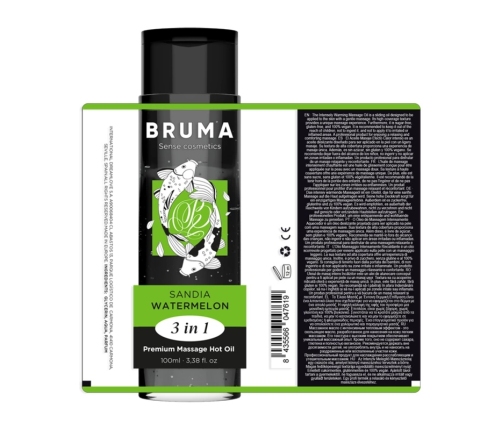 BRUMA - ACEITE DE MASAJE PREMIUM EFECTO CALOR SABOR SANDÍA 3 EN 1 - 100 ML
