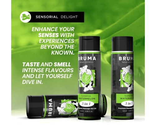 BRUMA - ACEITE DE MASAJE PREMIUM EFECTO CALOR SABOR SANDÍA 3 EN 1 - 100 ML