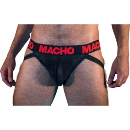 Macho MX26X2 Men’s Jockstrap Black/Red S - Elastic Semi-Transparent Design