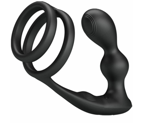 Pretty Love Marshall Dual Stimulation Silicone Ring Set with Remote, Black