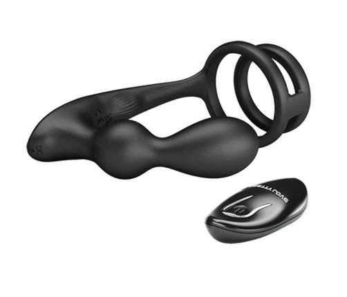 Pretty Love Marshall Dual Stimulation Silicone Ring Set with Remote, Black