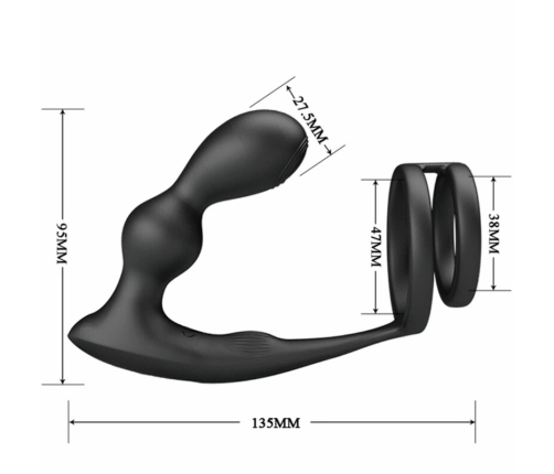 Pretty Love Marshall Dual Stimulation Silicone Ring Set with Remote, Black