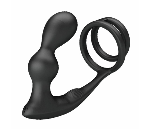 Pretty Love Marshall Dual Stimulation Silicone Ring Set with Remote, Black