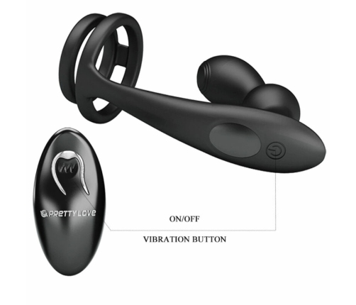 Pretty Love Marshall Dual Stimulation Silicone Ring Set with Remote, Black