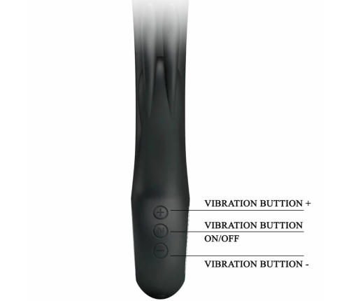 Pretty Love Carina Dual-Action Vibrator Black Silicone, 7 Modes USB