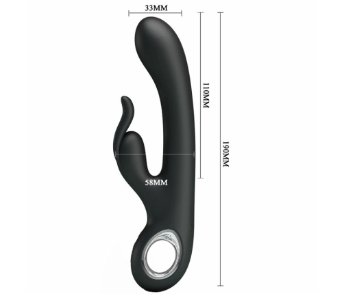 Pretty Love Carina Dual-Action Vibrator Black Silicone, 7 Modes USB