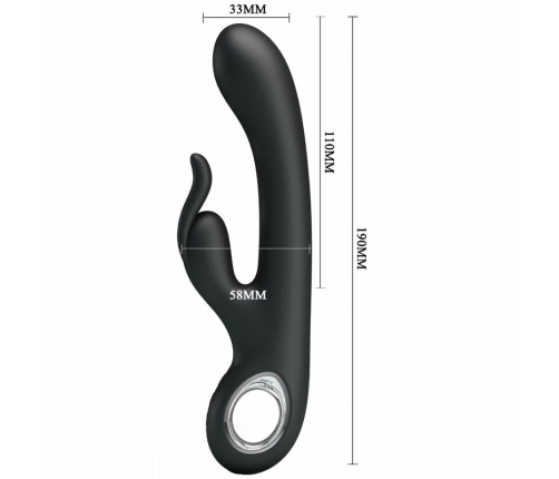 Pretty Love Carina Dual-Action Vibrator Black Silicone, 7 Modes USB
