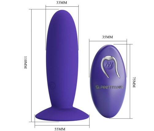 Pretty Love Youth Anal Plug Violet - Silicone Vibrating, Remote, Rechargeable
