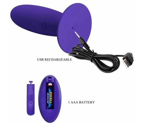 Pretty Love Youth Anal Plug Violet - Silicone Vibrating, Remote, Rechargeable