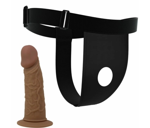 Pretty Love Harness Briefs Set with Silicone Shaft, Adjustable, Brown