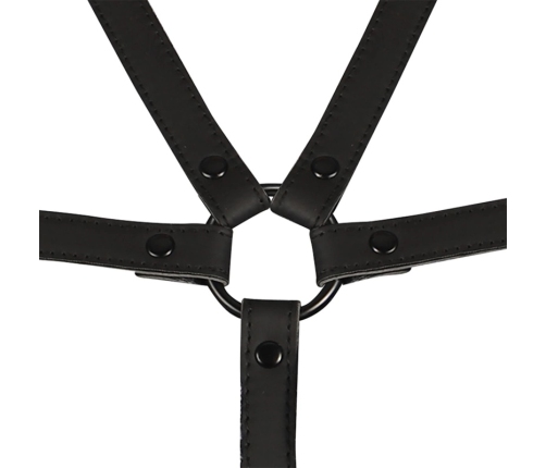 Fetish Submissive Adjustable Vegan Leather Torso & Arm Harness, Black
