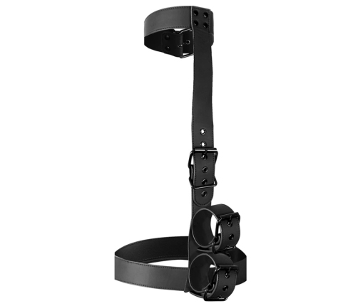 Fetish Submissive Adjustable Vegan Leather Collar & Wrist Restraint Set