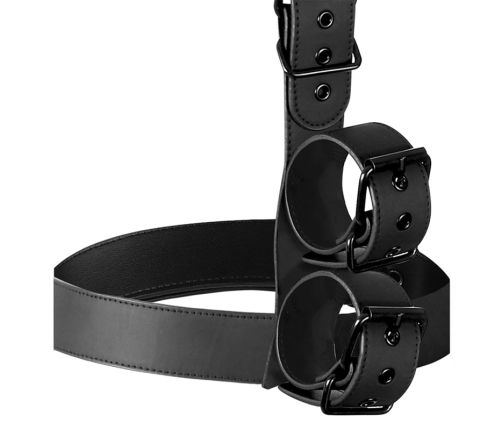 Fetish Submissive Adjustable Vegan Leather Collar & Wrist Restraint Set