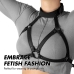 Fetish Submissive Adjustable Vegan Leather Chest & Neck Harness, Black