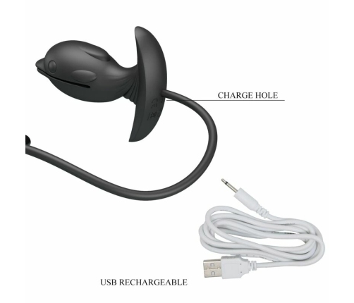 Pretty Love Inflatable Rechargeable Silicone Plug Black 10 Modes