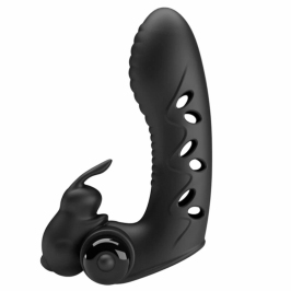 Pretty Love Vance Black Finger Vibrator Dual Motor Silicone Cover
