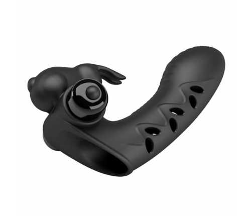 Pretty Love Vance Black Finger Vibrator Dual Motor Silicone Cover