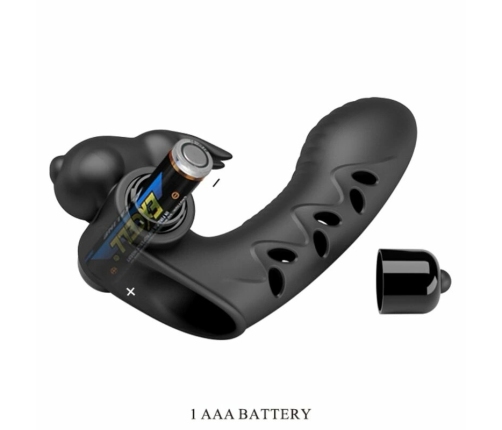 Pretty Love Vance Black Finger Vibrator Dual Motor Silicone Cover