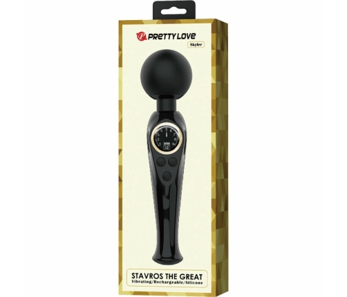 Pretty Love Skyler Wand Massager Black - 10 Modes, Flexible Silicone Head