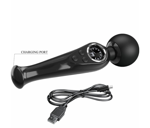 Pretty Love Skyler Wand Massager Black - 10 Modes, Flexible Silicone Head