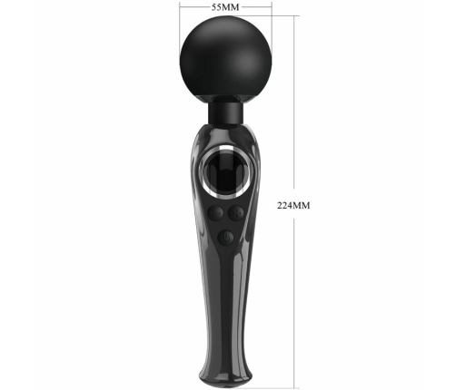 Pretty Love Skyler Wand Massager Black - 10 Modes, Flexible Silicone Head