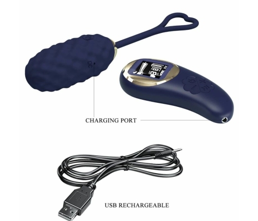 Pretty Love Vivian Blue Wireless Egg - 10 Modes Remote Control, USB, Silicone