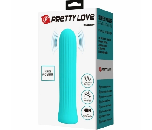 Pretty Love Blanche Blue Flexible Silicone Vibrator 12 Modes USB Rechargeable