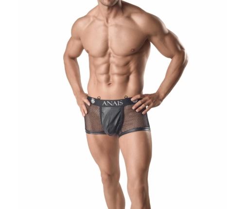 Anais Men Ares Boxer S - Black Mesh & Faux Leather, Sporty Fit