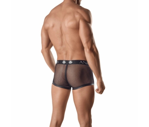 ANAIS MEN ARES Boxer Shorts 2XL - Black Mesh & Leather Look, Extended Leg