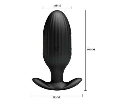 Pretty Love Jefferson App-Controlled Black Anal Plug, 12 Modes, USB Rechargeable