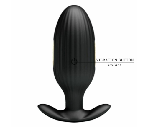 Pretty Love Jefferson App-Controlled Black Anal Plug, 12 Modes, USB Rechargeable