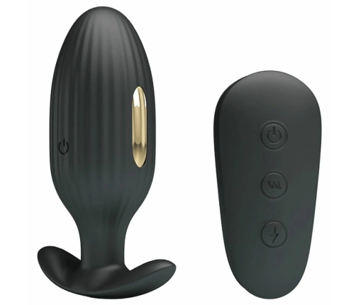 Pretty Love Kelly Rechargeable Anal Plug Black, Remote Control, 7 Modes