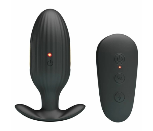 Pretty Love Kelly Rechargeable Anal Plug Black, Remote Control, 7 Modes