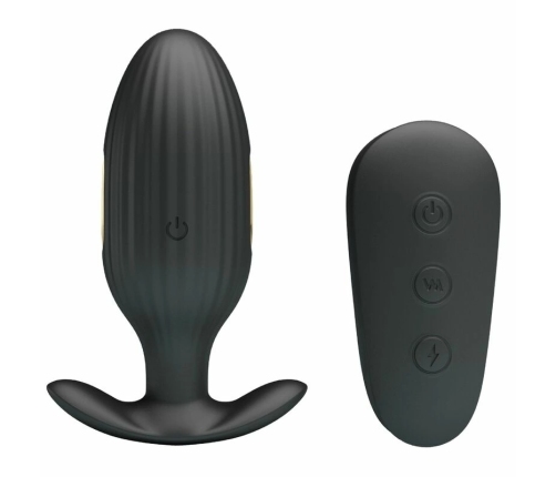 Pretty Love Kelly Rechargeable Anal Plug Black, Remote Control, 7 Modes