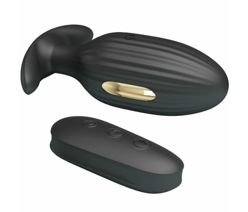 Pretty Love Kelly Rechargeable Anal Plug Black, Remote Control, 7 Modes