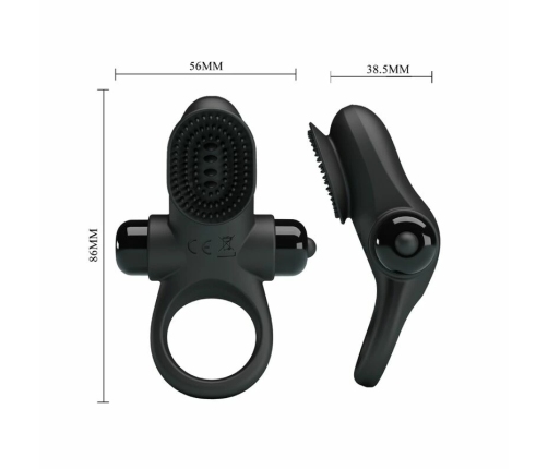 Pretty Love Vibrating Silicone Ring II Black - 10 Modes, Adjustable Fit