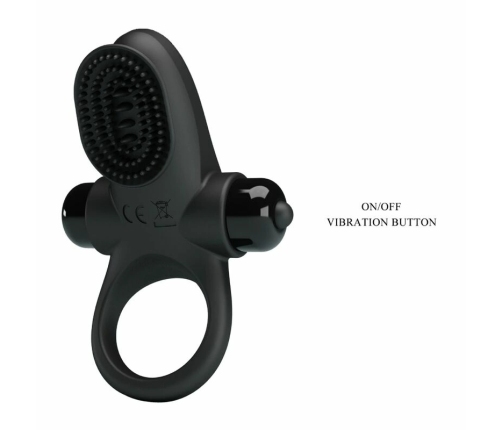 Pretty Love Vibrating Silicone Ring II Black - 10 Modes, Adjustable Fit