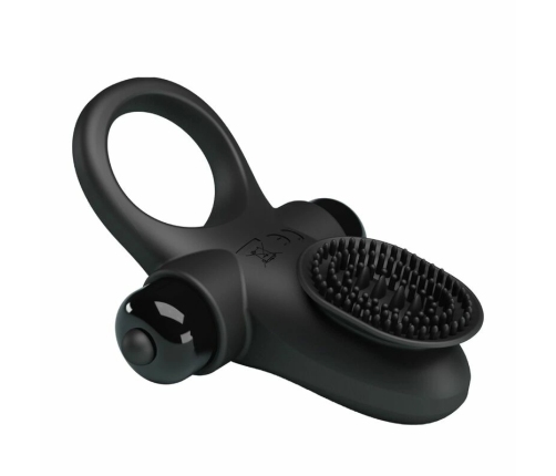 Pretty Love Vibrating Silicone Ring II Black - 10 Modes, Adjustable Fit