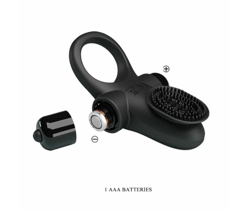 Pretty Love Vibrating Silicone Ring II Black - 10 Modes, Adjustable Fit