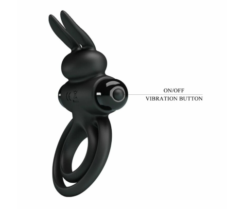 Pretty Love Vibrating Silicone Ring III Rabbit Black 10-Mode System