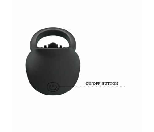 Pretty Love Vibrating Silicone Ring Black Tongue 12-Mode USB Rechargeable